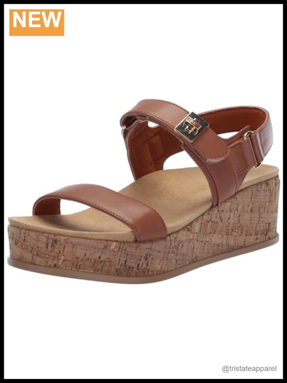 Anne Klein Violette Wedge Sandals Faux Leather Slingback